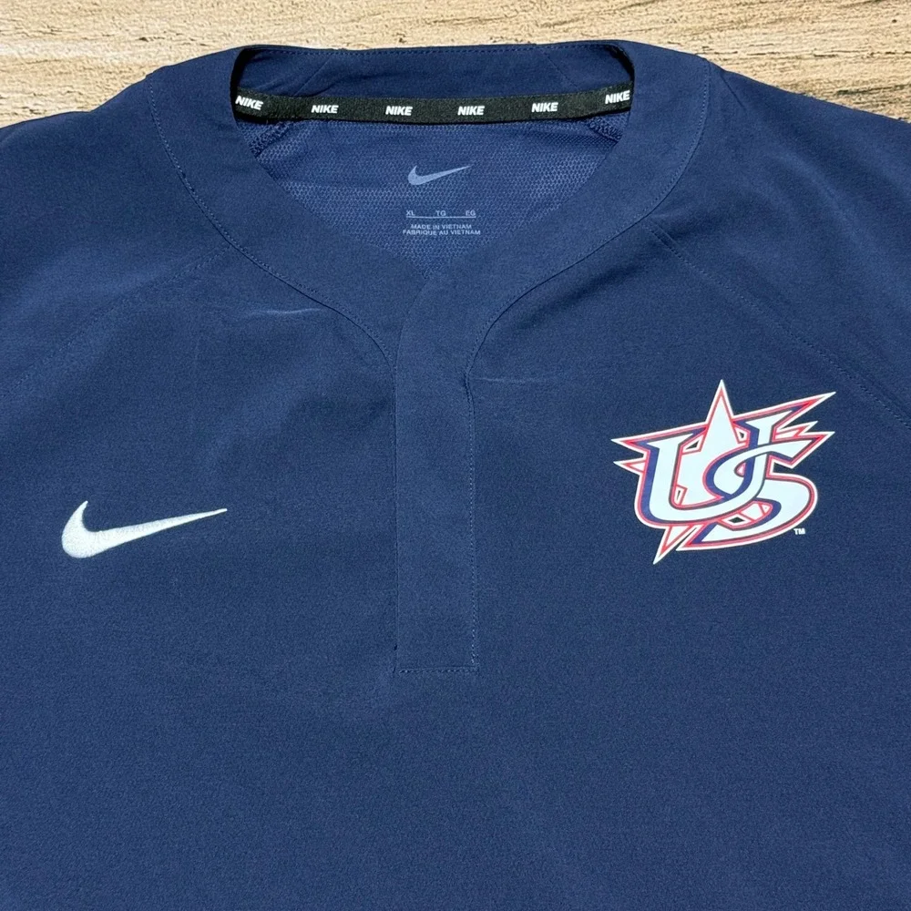 Nike USA Baseball Training Top Mens XL Navy Blue Pullover Cage Jacket DO9175-419